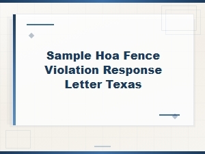 Texas Hoa Fence Violation Response Letter Template
