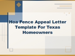 Texas Hoa Fence Appeal Letter Template for Homeowners
